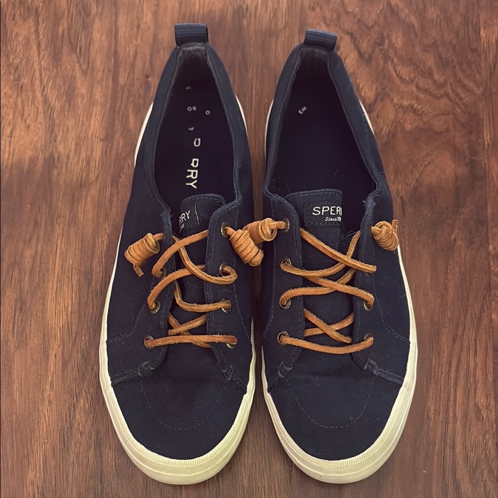 Sperry Blue and Brown Boat Shoes with Nautical Design